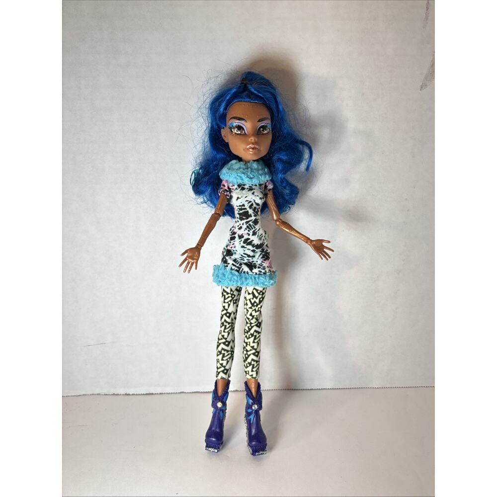 OOAK Custom Repaint Monster High Doll Blue Hair Art Doll Unique One of a Kind